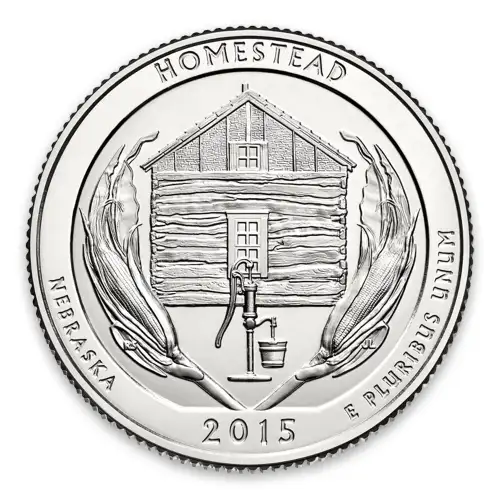2015 America the Beautiful 5oz Silver - Homestead National Monument of America, NE Missing some/all OGP